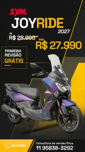 ERICA - SYM JOYRIDE 300 2027 PRONTA ENTREGA- 0KM - 48X FINANCIAMENTO S/ENTRADA