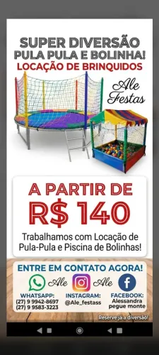 Trabalho com pegue monte pula pula e piscina de bolinhas