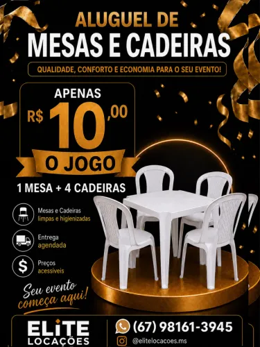 Aluguel de mesas e cadeiras