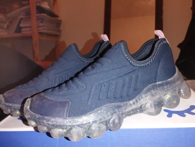 Tênis escolar Bibi infantil azul com luzes