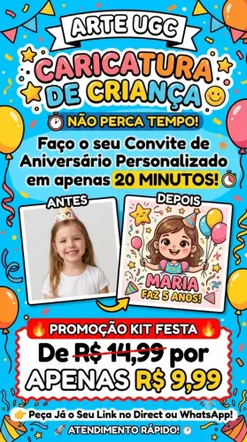 Faço seu convite de aniversário kit festa personalizado