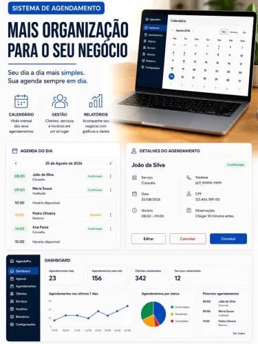 Sistema de Agendamento Completo | Organize sua Agenda e seus Clientes