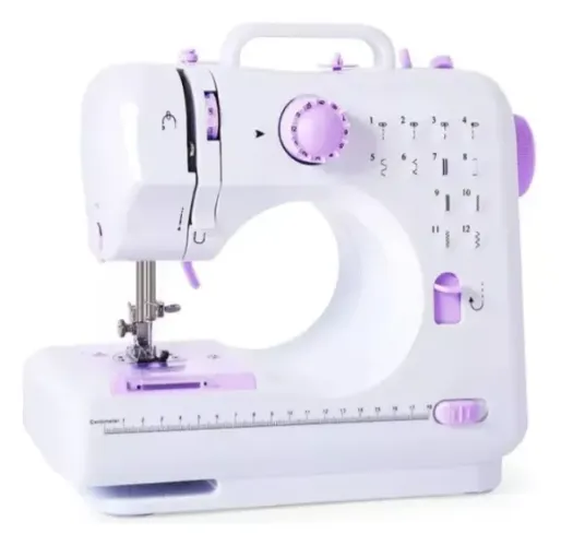 Máquina De Costura Multifuncional Portátil 12 Pontos Bivolt Branco 127/220v