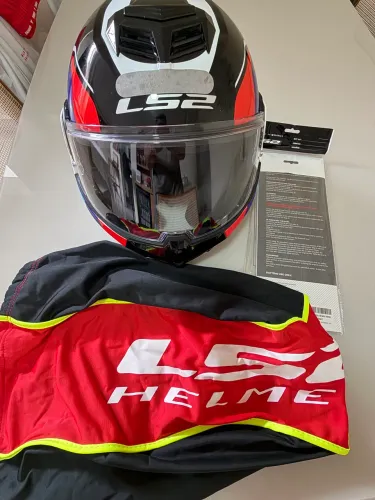 Capacete Ls2 Articulado 180 Advant Sport Azul Vermelho