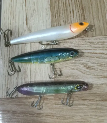 Kit de 3 iscas de Superfície,Stick e Zara,tamanhos 100/120 mm 