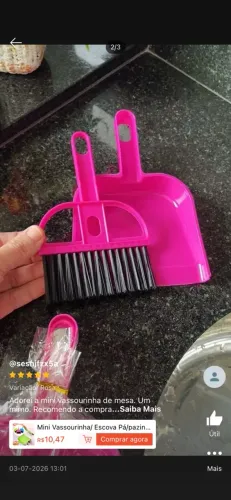 R$ 20 Pá com Vassoura Embutida, Vassourinha para Teclado + Agilidade no dia a dia