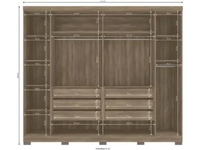 Guarda Roupa Casal com Espelho 6 Portas 6 Gavetas G540 Kappesberg Nogal