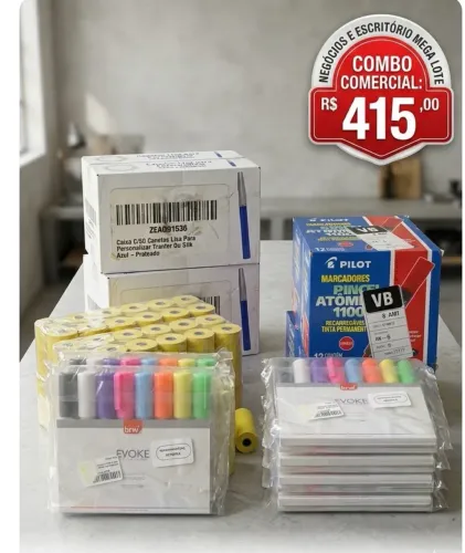 Desapego Estoque Papelaria - Combo Giz Líquido BRW, Bobinas E Canetas