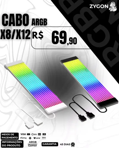 [NOVO] Cabo ARGB / Cabo de Extensão com Software - Garantia 45 Dias