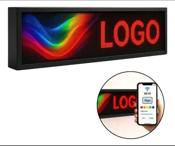 Letreiro Luminoso Painel Led 100x20 P5 Imagem Wi Fi