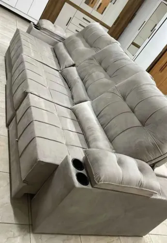 Sofá retrátil reclinável com porta copos 2,90