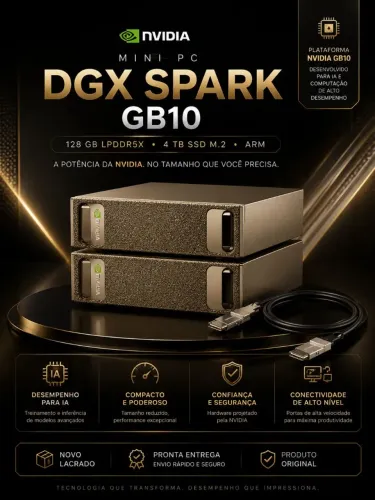 Mini PC NVIDIA DGX Spark GB10 | 128 GB LPDDR5X | 4 TB SSD | Kit com 2 Unidades