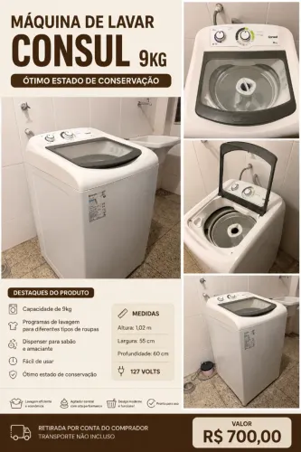 Máquina de Lavar Consul 9kg - Excelente Estado