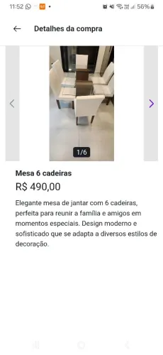 Vendo mesa com 6 cadeiras 