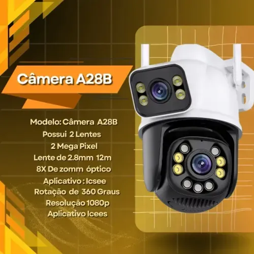 Câmera De Segurança A28b Ampla Visão Dupla 3+3 Mp Icsee Preta / branca
