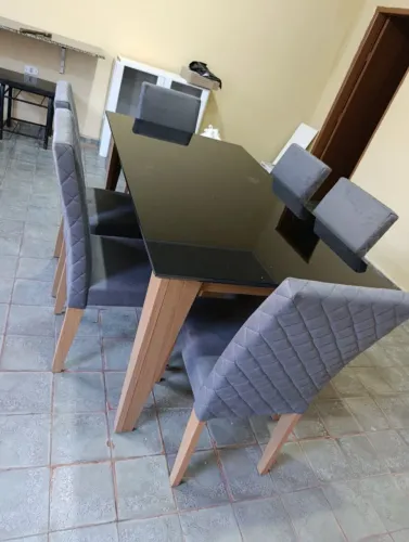 Mesa 6 cadeiras com tampão laka é novo na promoção