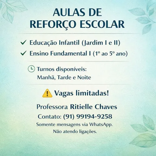 Aulas de Reforço Escolar (Próximo à Av. Independência)