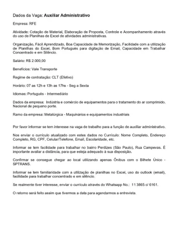 Auxiliar Administrativo - 2605140002