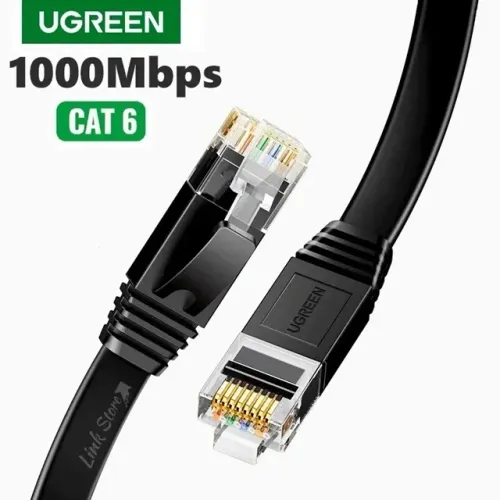 Cabo de Rede Ugreen NW102 3M, CAT6 U/UTP, Lan Flat - Preto