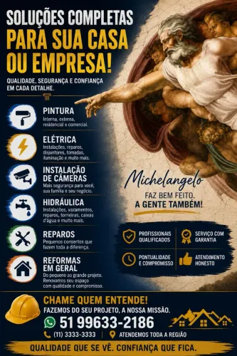 Pinturas, reformas, instalação de câmeras, marido de aluguel