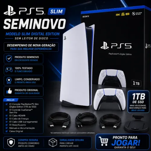 PLAYSTATION 5 SLIM - SEMINOVO 1TB SSD - 1 CONTROLE