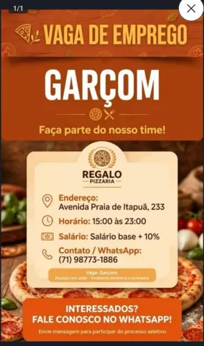 Vaga para GARÇOM!