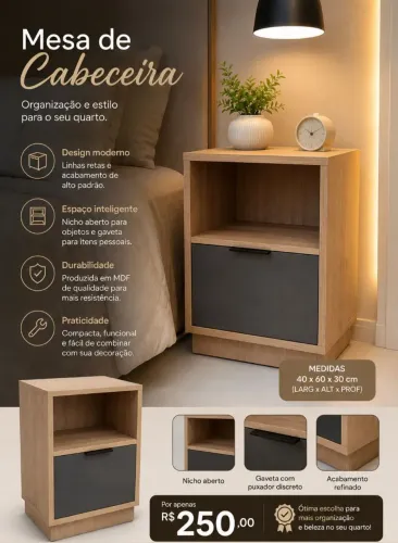Mesa de Cabeceira com gaveta