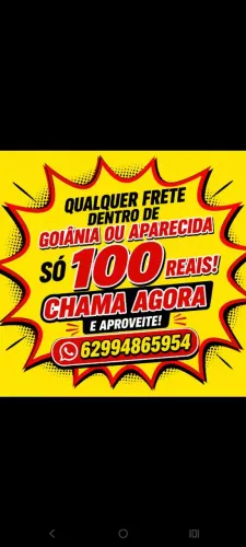 Qualquer frete Goiânia e aparecida 100 reais