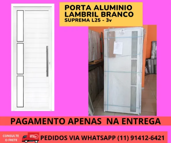 Porta Lambril Suprema L25 com vidro com puxador de inox - 210x80 - frete a/c