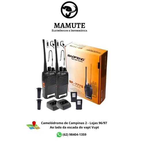 Kit 2 Rádio Comunicador Walk Talk Baofeng 777s + Fone