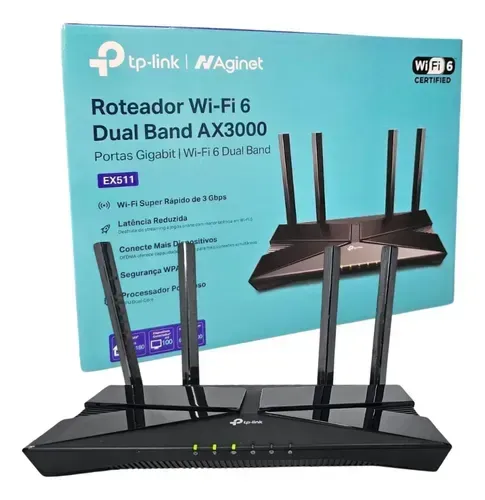 Roteador Ex511 Tecnologia Mesh Tp-link Dual Band Ax3000 Wi-Fi 6