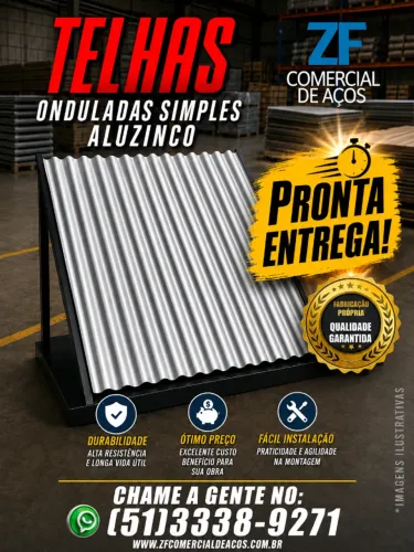 TELHAS ALUZINCO ONDULADAS SIMPLES (PRONTA ENTREGA!) *LEIA O ANÚNCIO.