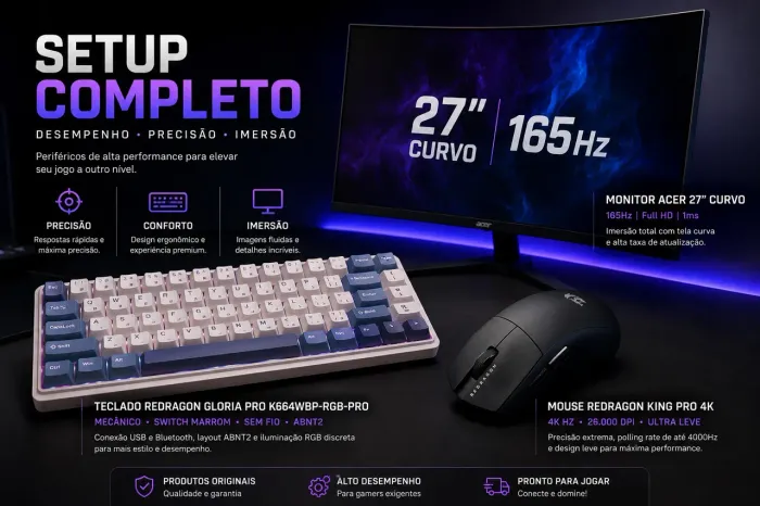 KIT GAMER ? MOUSE + TECLADO + MONITOR