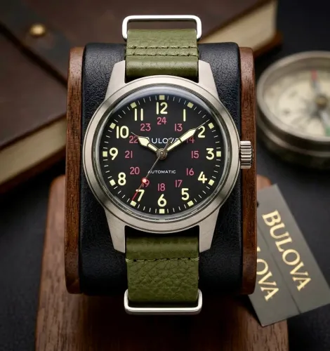 Relógio Bulova Military Hack Black Automático Novo