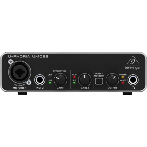 Interface De Áudio Behringer U-phoria Umc22