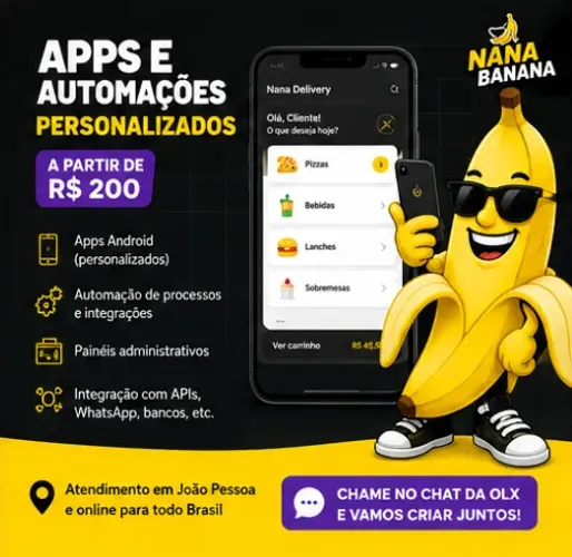Criação de apps e automações em João Pessoa a partir de R$ 200