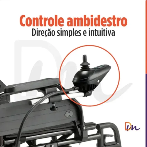 Cadeira de Rodas Motorizada Dobrável até 120 kg Assento de 48 cm D800 Dellamed