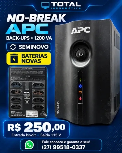 Nobreak APC 1200VA Seminovo com Baterias Novas - R$ 250