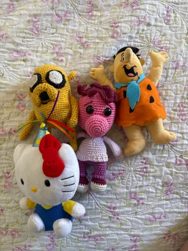 Ursinhos vintage Hello Kitty, divertidademente, Jake hora de aventura e Fred Flintstone