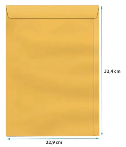 Caixa com 170 unidades de Envelopes A4 Amarelo Ouro - 22 x 32cm
