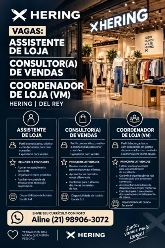 Oportunidade de primeiro emprego.