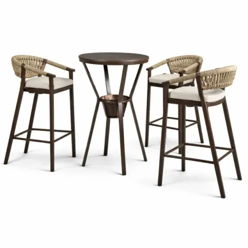Conjunto Bistrô Avalon 3 Banquetas Itália Impermeavéis Área Externa 100% em Alumínio