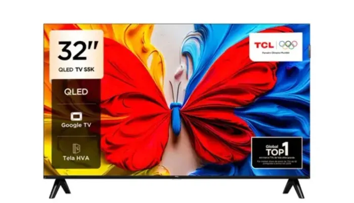 Smart TV TCL 32 Polegadas 32S5K HD QLED WiFi Bluetooth 2 HDMI HDR10 Do<br>R$ 959,04<br>Magalu