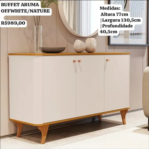 Buffet aparador aruma 1,30 off white nature