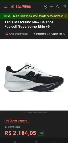Tênis New Balance Fuelcell Supercomp Elite V5 novinho!