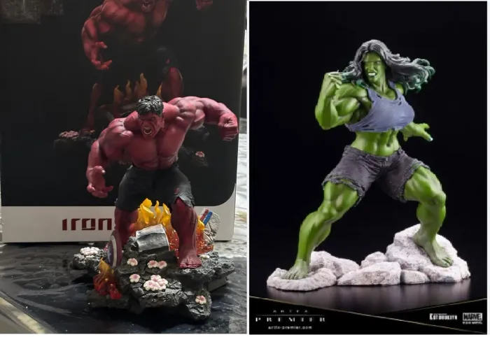 Pack Smash - Red Hulk e She Hulk - Iron Studios e Kotobukyia - zerados