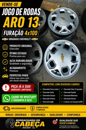 Jogo de Rodas Aro 13 Usada para Celta, Corsa e Classic (Original Chevrolet)