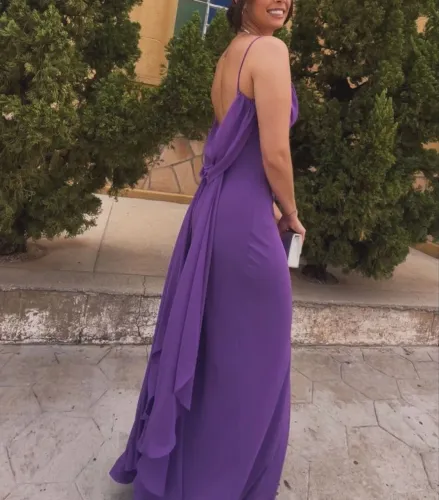 Vestido Festa Longo Lavanda Costas Nua
