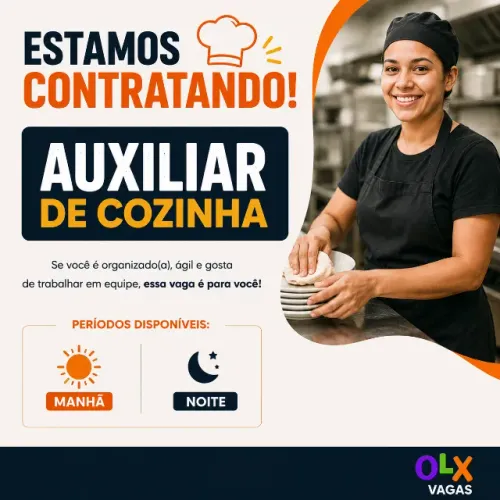 Auxiliar de Cozinha | Manhã e Noite | Tupi/SP
