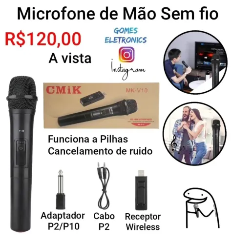 Microfone sem fio - modelo profissional ante-ruido ( Loja fisica )<br>